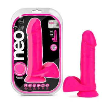 20 cm Largo x 4.4 cm Ancho - BL-86710 Silicone Dual Density Cock with Balls Neon Pink