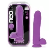  Dildo de Silicón con Testículos de 27 cm LArgo x 5.7 cm Ancho - 11 Pulgadas con Ventosa Color Morado de Doble Densidad Neon BL-26421