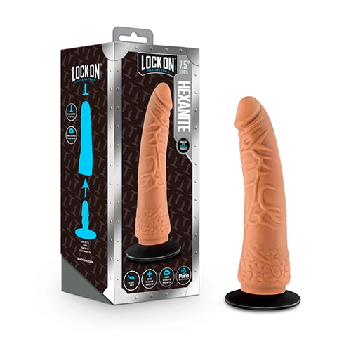  Dildo Realista Sin Testículos de 19 cm Largo x 5 cm Ancho - 7.5 Pulgadas con Ventosa Color Piel Morena Adapter Mocha BL-51337