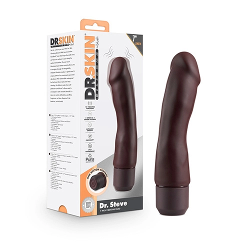  Dildo Vibrador Realista sin Testiculos Curvo de 19 cm Largo x 3.8 cm Ancho BL-63926 Dr. Steve 7 Inch Vibrating Dildo Brown