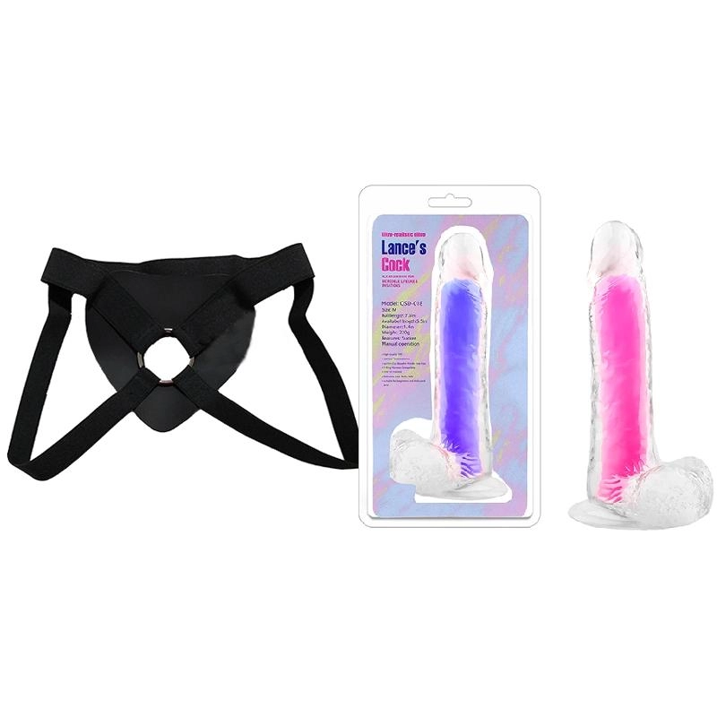  18.5 cm Largo x  3.7 cm Ancho QSD-018M FLUORESCENT DILDO Strap-on Kit Dildo y Arnes Económico