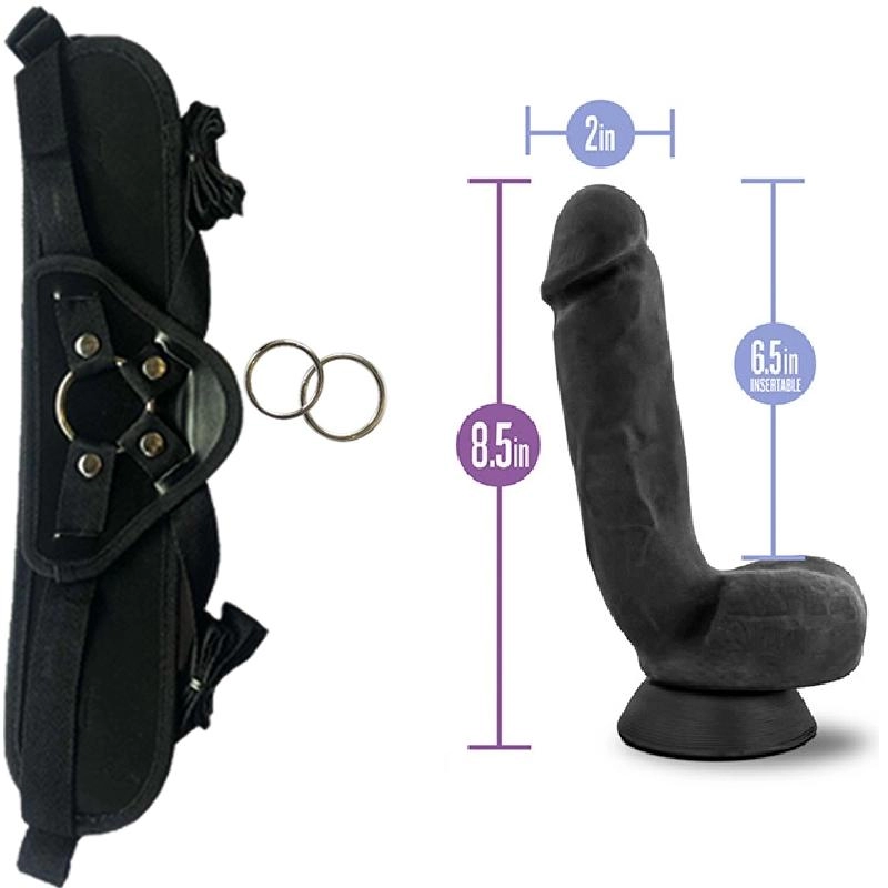  21 cm Largo x 5 cm BL-55305 Pound 8 Inch Dildo Black Strap-on Kit Dildo y Arnes ARNES WOW! BLACK