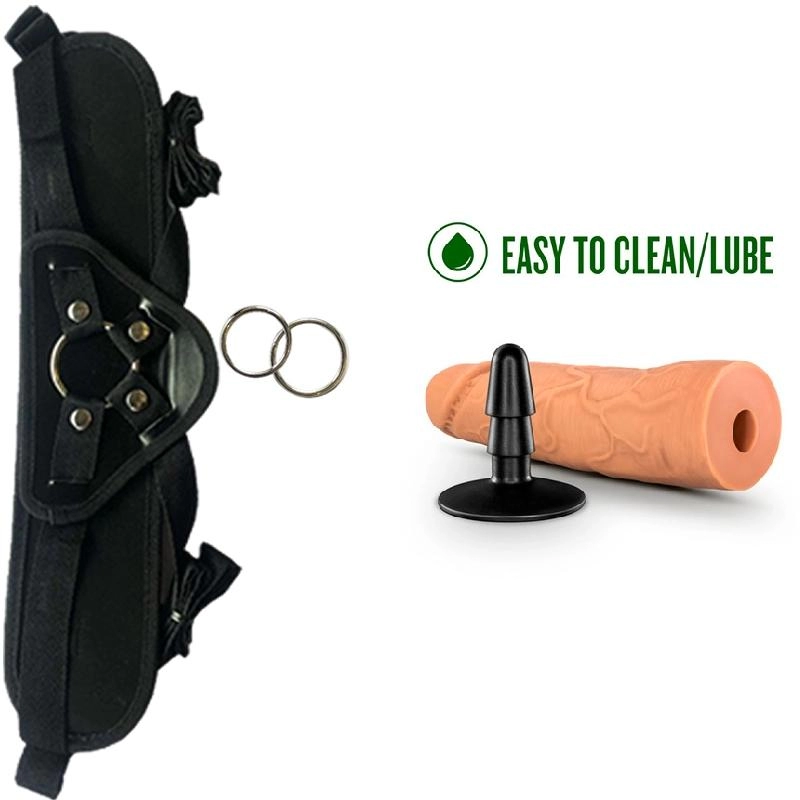  17 cm Largo x 5 cm BL-51397 7 Inch Dildo with Suction Cup Adapter Mocha Strap-on Kit Dildo y Arnes ARNES WOW! BLACK