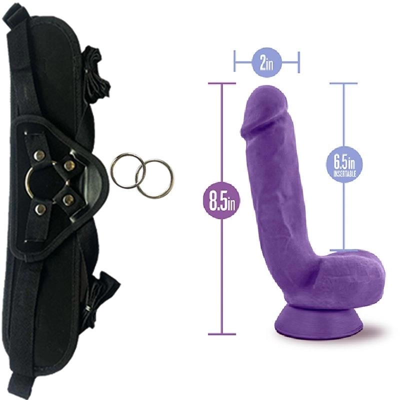  21 cm Largo x 5 cm BL-55301 Pound 8 Inch Dildo Purple Strap-on Kit Dildo y Arnes ARNES WOW! BLACK