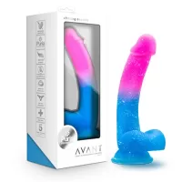  Dildo de Fantasia de Silic&oacute;n Curvo con Test&iacute;culos de 19 cm Largo x 3.1 cm Ancho - 7 Pulgadas con Ventosa Bicolor Rosa Azul Con Brillantiona Chasing Sunsets Mermaid Novelties BLUSH BL-88702