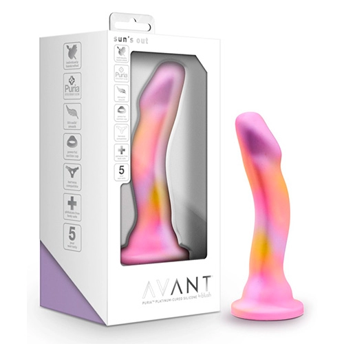  Dildo Multicolor de Silicón de  19 cm Largo  x  3.8 cm Ancho - 7.5 Pulgadas con Ventosa Color Rosa Sun's Out Pink Blush Novelties BL-88360