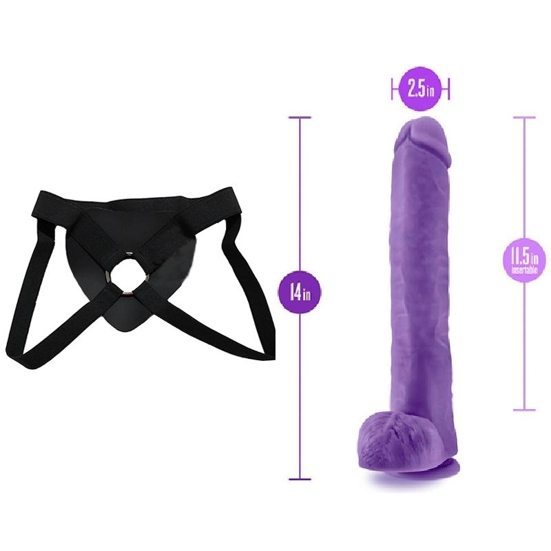  35 cm LArgo x 6.3 cm BL-26641 Daddy 14" Dildo Purple Strap-on Kit Dildo y Arnes Económico