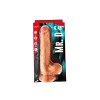  Dildo Realista con Test&iacute;culos de 22 cm Largo x 6.8 cm Ancho - 9 Pulgadas con Ventosa Color Piel Blanca REALISTA MR. D