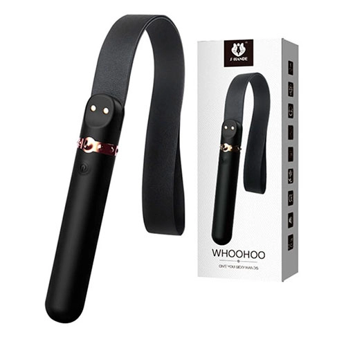 Latigo Bondage BDSM de Silicón Color Negro - Whoohoo S-Hande SHD-S326 para Juguegos Sado de Dominación
