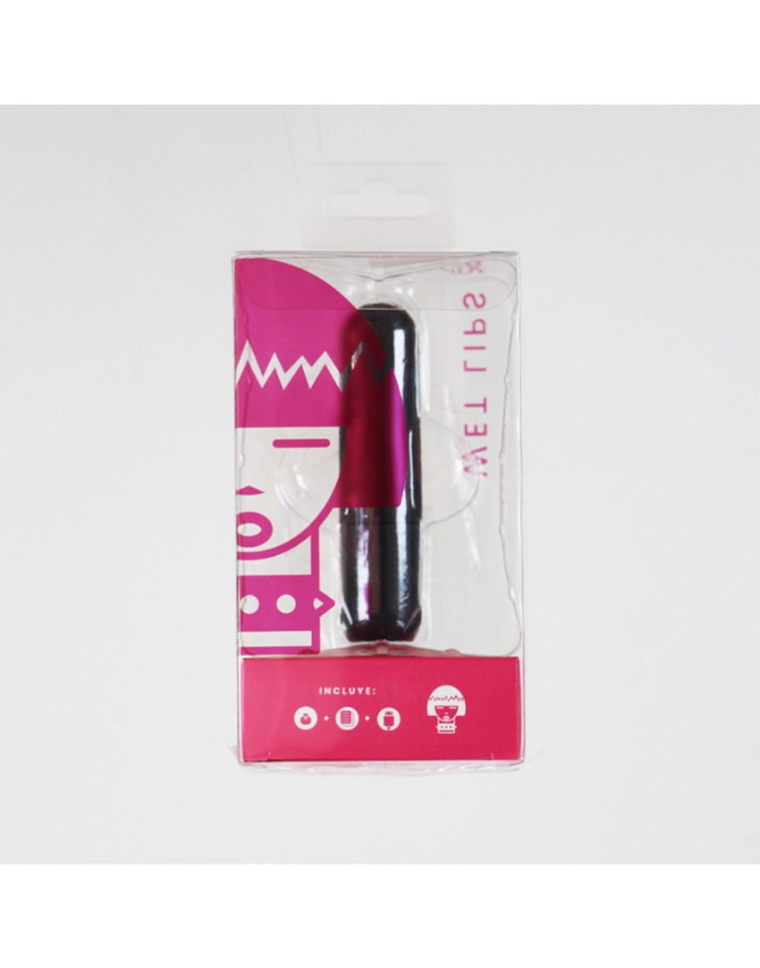  Vibrador Femenino Masajeador Forma de Lápiz Labial Estimulador de Clítoris - Bala Vibradora WET LIPS