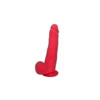  Dildo con Test&iacute;culos de 15.5 cm Largo x 5.5 cm Ancho - 6 Pulgadas con Ventosa Color Rojo ROB 6 RED