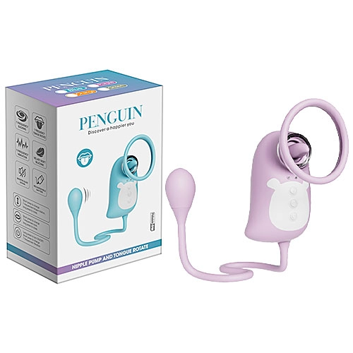  Succionador de Clitoris Penguin Suction Rotate Tongue & Bullet Vib