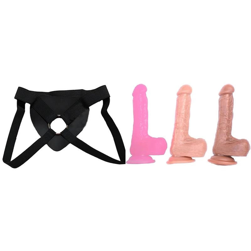  21 cm Largo x 4 cm Ancho - Ultra Realistic Dildo Suction Cup Strap-on Kit Dildo y Arnes Económico
