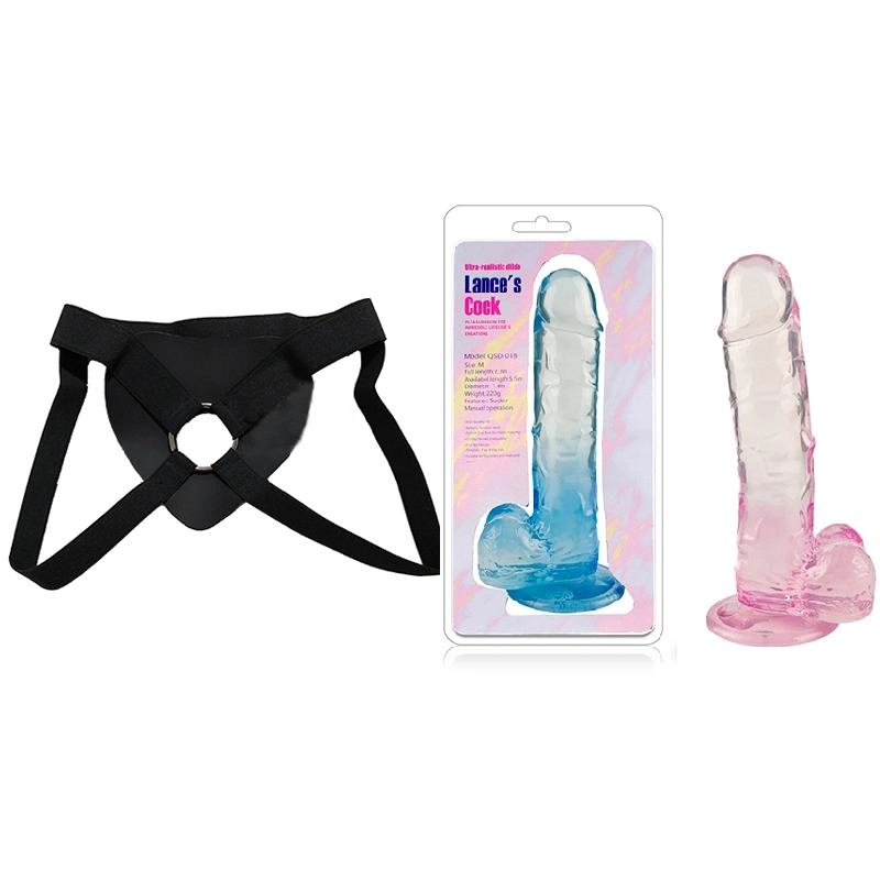  18.5 Largo  x  3.7 cm Ancho QSD-018-M DILDO Strap-on Kit Dildo y Arnes Económico