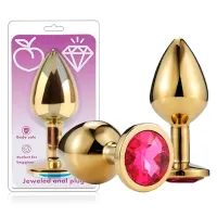  Plug Anal de Metal Con Diamante Decorativo  - Large Gold Metal Anal Plug