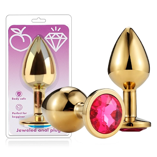  Plug Anal de Metal Con Diamante Decorativo  - Large Gold Metal Anal Plug