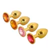  Plug Anal de Metal Con Diamante Decorativo  - Large Gold Metal Anal Plug